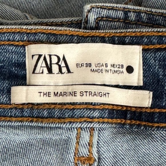 Zara Marine Straight High Waist Wide Leg Crop Retro Jeans Size 6 - Picture 5 of 8